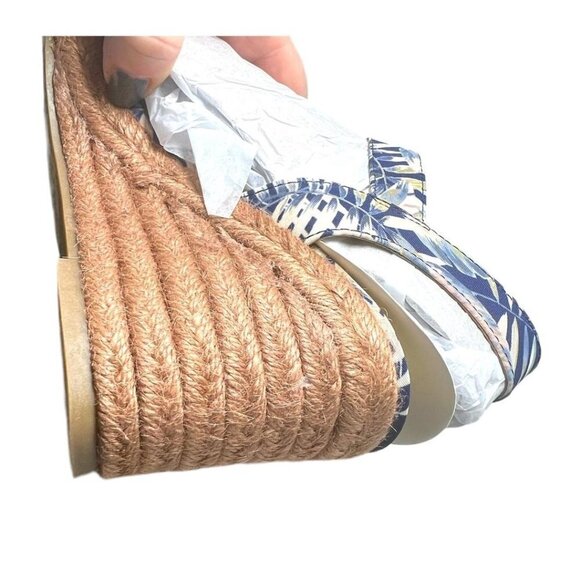 Lifestride Womens Blue Tan Floral Comfort Ankle Strap Wedge Sandals Sz 10 New - Picture 5 of 11